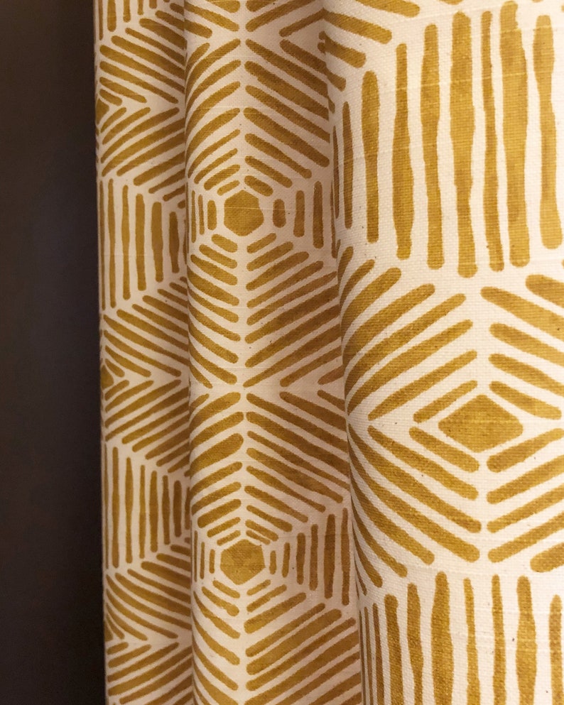 Boho Heni Goldenrod Yellow Natural Curtains. Add Blackout or Cotton lining.