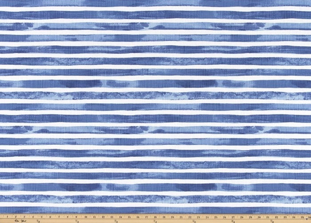 USA Curtains Nelson Stripe Cotton Curtains in Commodore Blue Etsy