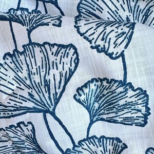 Gingko Curtains, Teal Blue-Green Cafe Panel | Cotton Slub Fabric | Rod Pocket Or Pinch Pleat, 1 Panel image 4