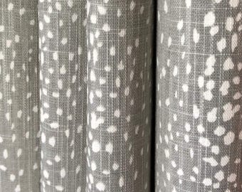 Curtain Panel, Antelope French Grey, Medium Weight Cotton Slub Linen Look, Lining Options Blackout or Cotton