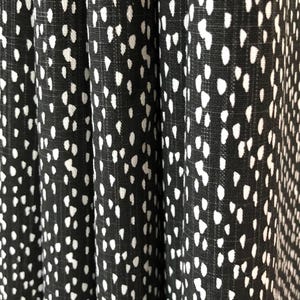 Curtain Panel, Riverbed Ink Charcoal Black, Medium Weight Cotton Slub Linen Look, Lining Options Blackout or Cotton