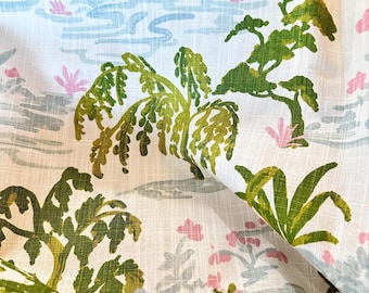 Meadow Watercolor Impression Island Tropical Hawaiian Curtains, Rod Pocket or Pinch Pleat, 1 Panel