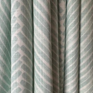 Snowy (blue green type color) Griffen Herringbone Collection, Cafe Kitchen Curtains, Living Room Drape, Valance - USA Made to Order, 1 Panel