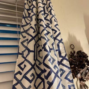 Curtain Panel, Jing Regal Blue, Medium Weight Cotton Slub Linen Look, Lining Options Blackout or Cotton