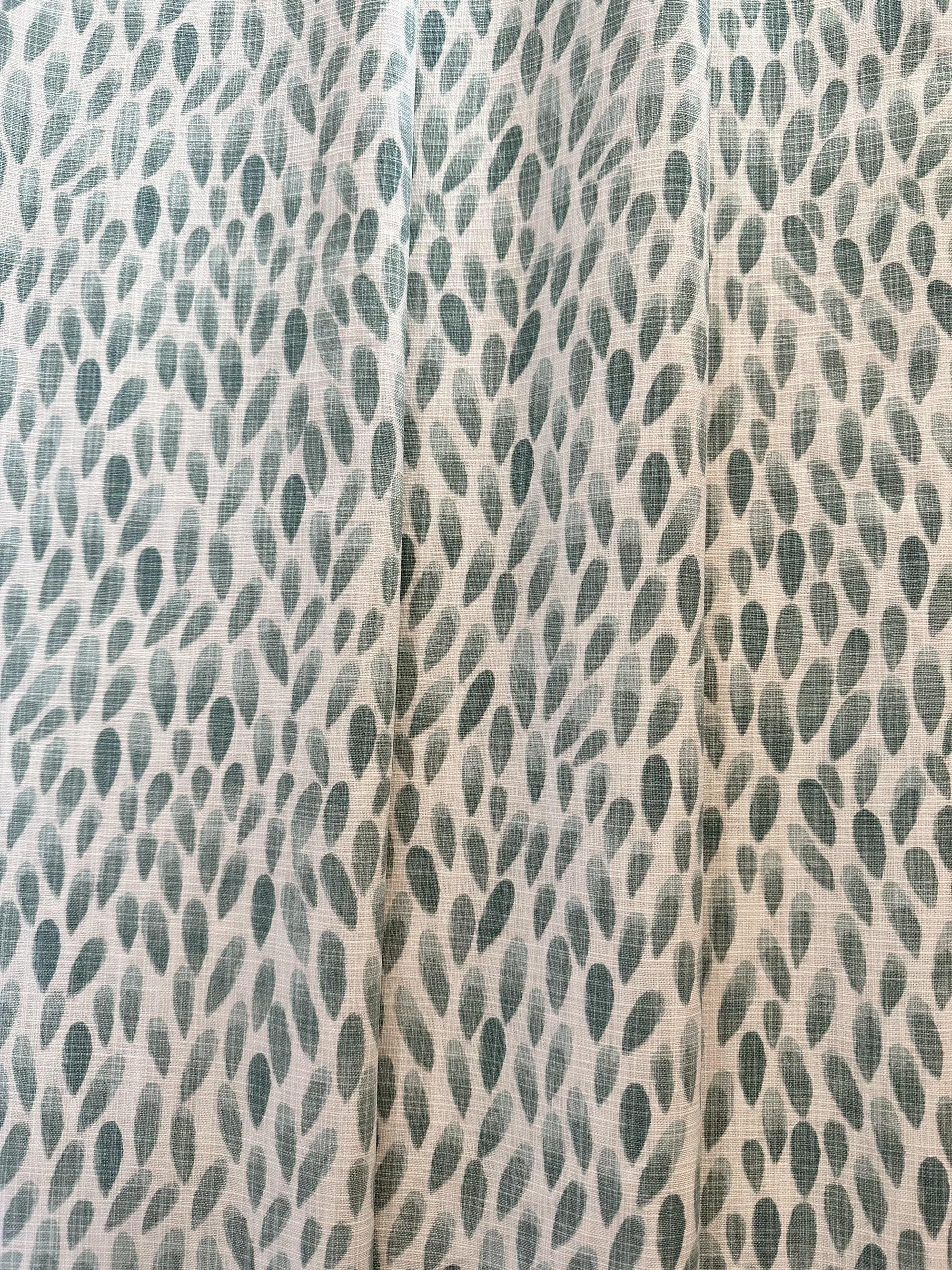 Curtain Panel, Lotus Waterbury Blue Green, Medium Weight Cotton Slub Linen Look, Lining Options Blackout or Cotton