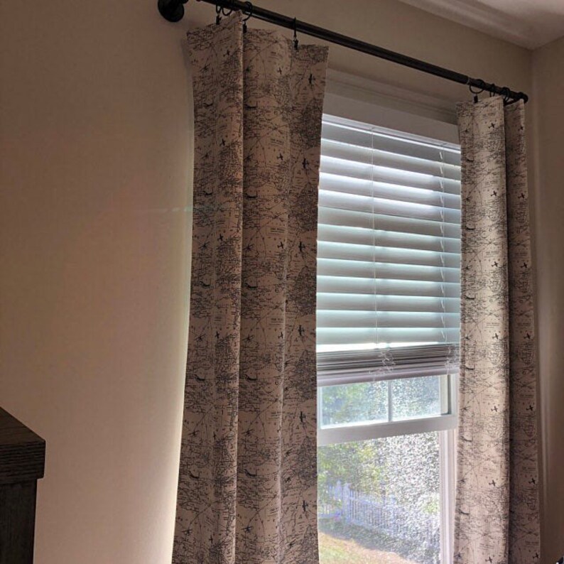 Curtains Airplane Nursery Baby Room Cotton Curtains Office Etsy