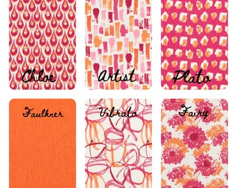 NEW Flamingo Pink and Orange Cotton Curtains, 6 Collections, Cafe Kitchen Curtains, Office Curtains, RV Curtains - Made to Order in USA