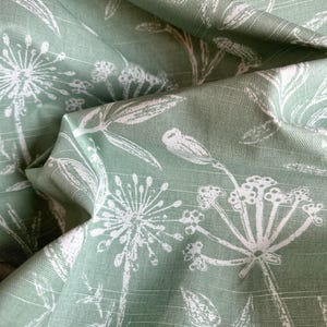 Spruce Green Floral Curtains, Cafe Kitchen Curtain, Valance - Made to Order USA, 1 Panel