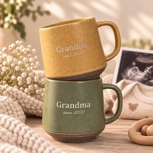 Personlig morfar/mormormugg, personlig familjeårsmugg, keramikmugg för morfar, Thanksgiving-presenter, present till föräldrar, present till nybliven mamma