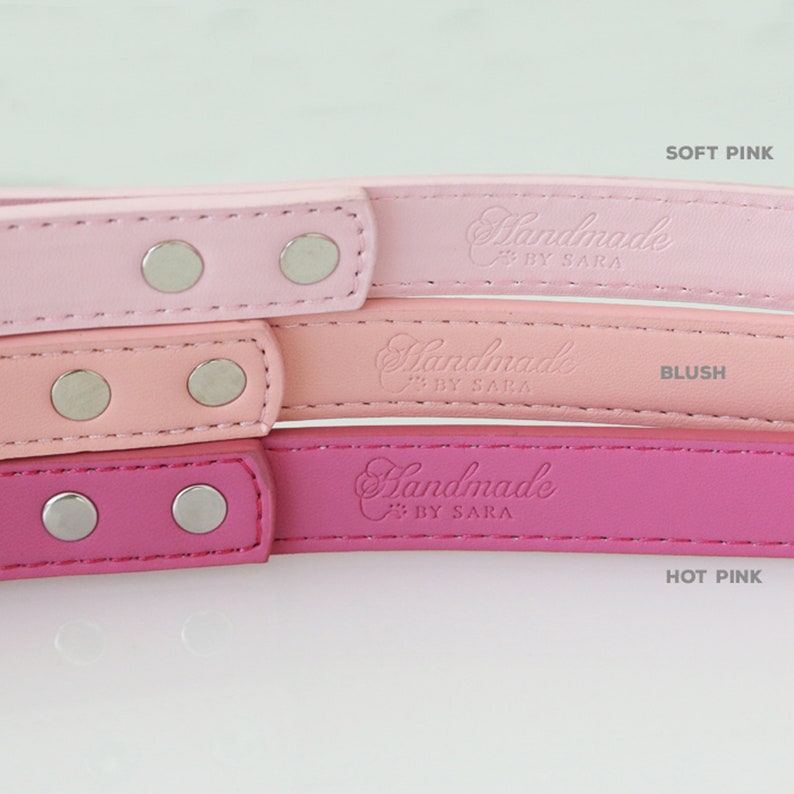 Pink dog Leash, Soft pink blush hot pink leash, Pink blush wedding dog accessory, Dog Lovers gift, Custom leather Dog Leash, pink lover gift image 3