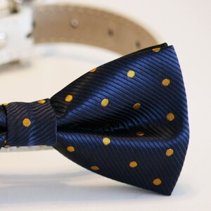 Navy Gold Dog Bow Tie Collar Polka Dots Pet Wedding - Etsy