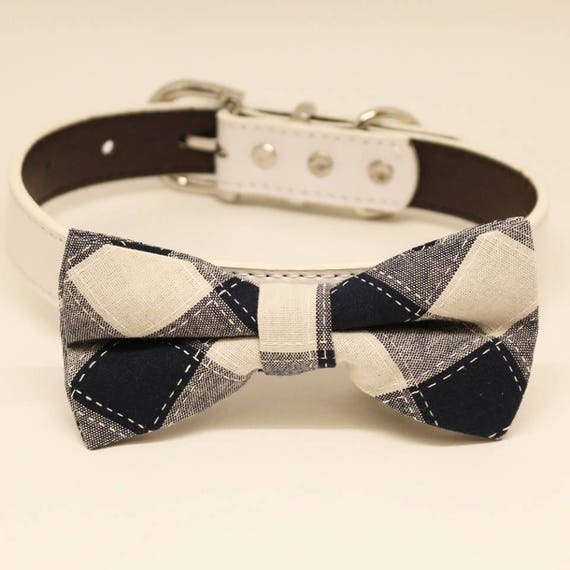 Black and White Plaid Dog Bow tie Collar Pet Wedding | Etsy