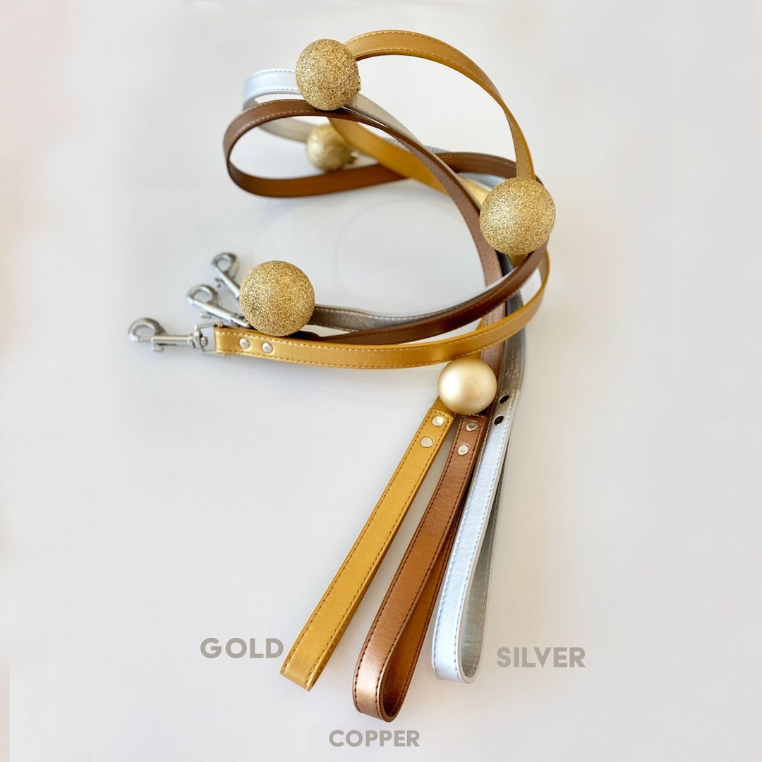 Gold Dog Leash Pet Accessory Gold Leather Leash Dog Lovers Etsy