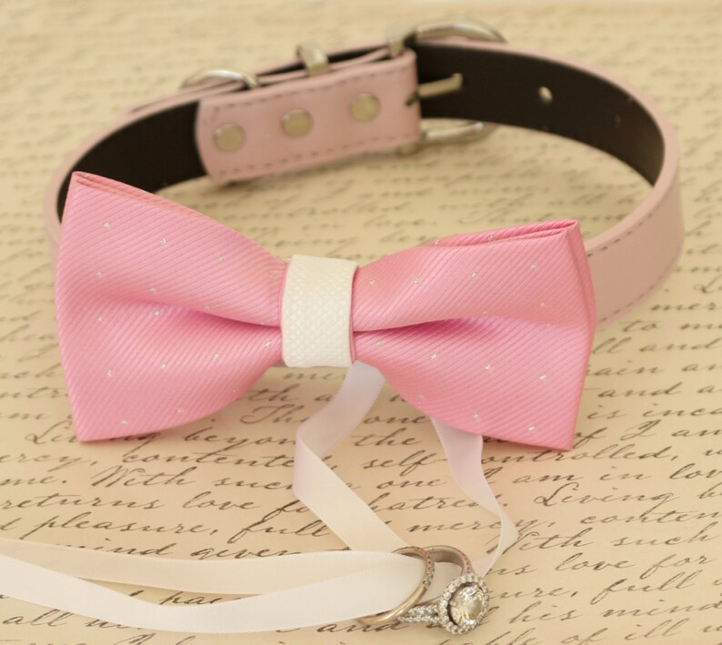 Pink Dog Bow Tie Ring Bearer Collar Pet Wedding Accessory Etsy