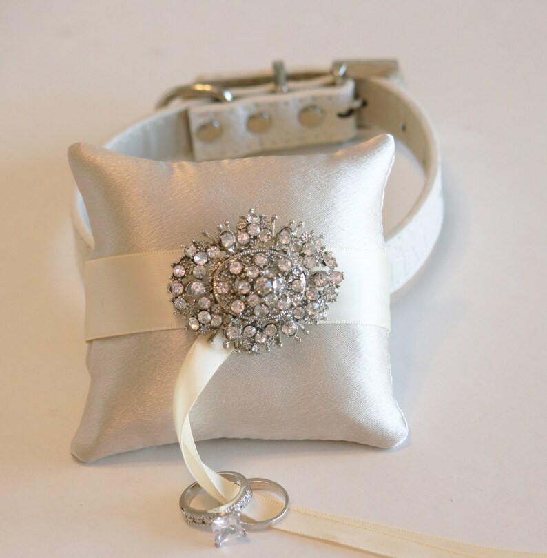 Brown And Ivory Ring Pillow Attach To Dog Collar Ring Bearer