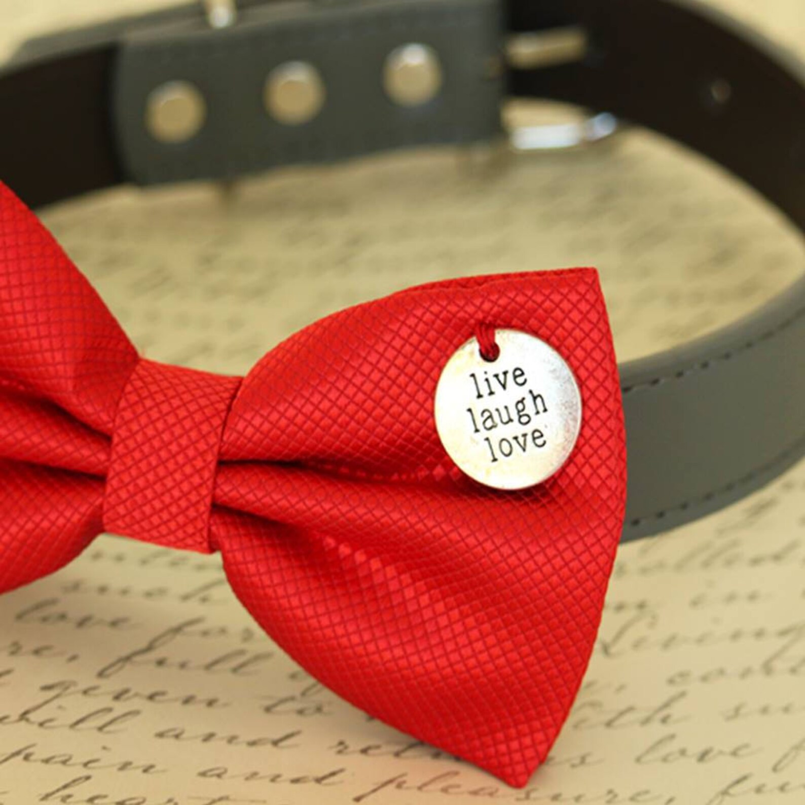Red Dog Bow tie Collar Black Gray Brown Ivory Champagne Copper Etsy