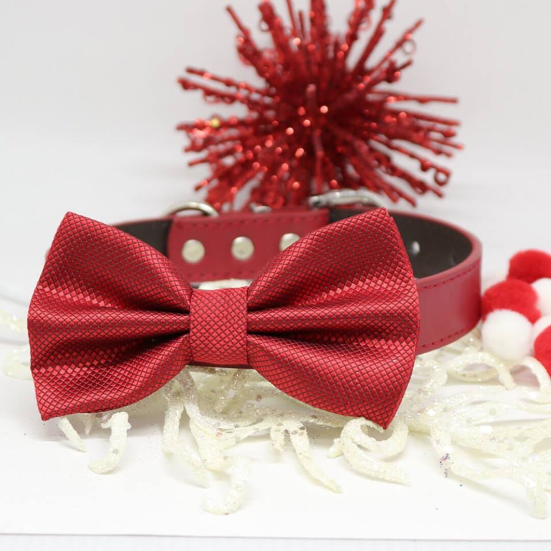 Red Wedding Dog Collar Red Dog Bow Tie Wedding Accessory Etsy
