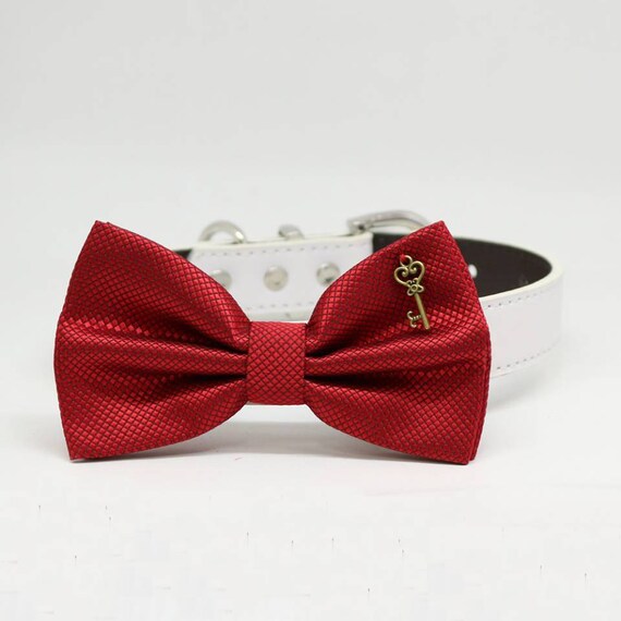 Red Dog Bow Tie Collar Wedding Handmade Gift Leather Adjustable Dog Collar M to XXL Dog Collar Dog Lover Gift Key Heart Etsy Canada