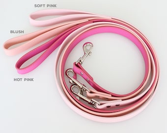 Pink dog Leash, Soft pink blush hot pink leash, Pink blush wedding dog accessory, Dog Lovers gift, Custom leather Dog Leash, pink lover gift