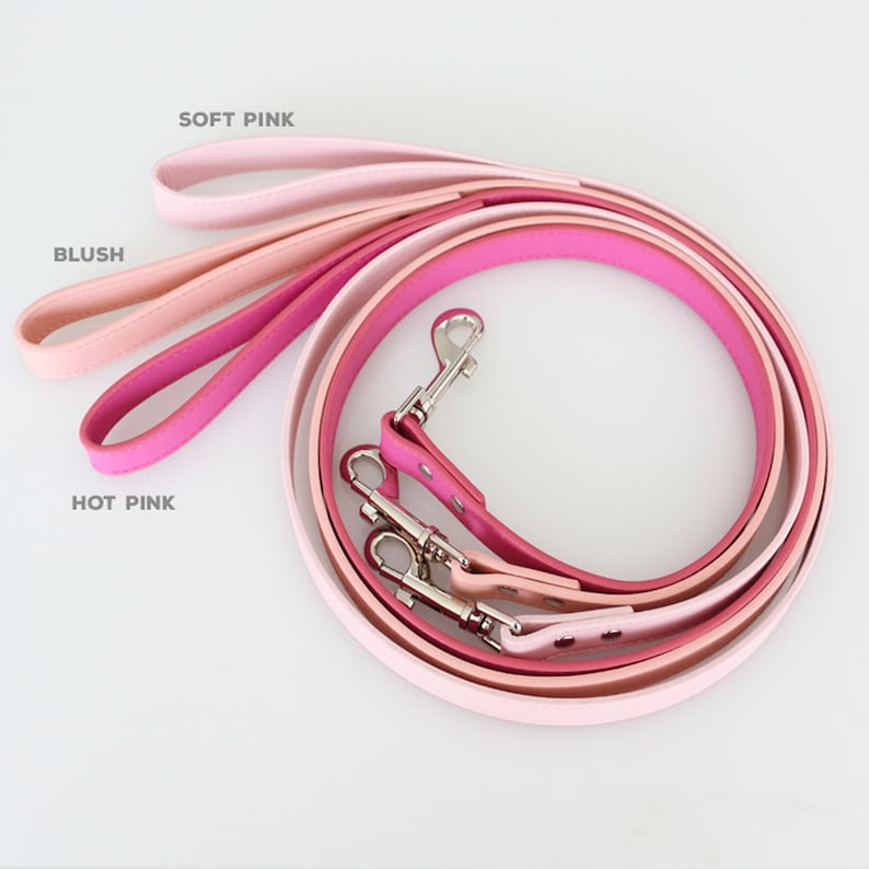 Pink dog Leash, Soft pink blush hot pink leash, Pink blush wedding dog accessory, Dog Lovers gift, Custom leather Dog Leash, pink lover gift image 1