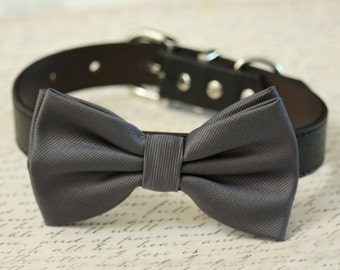 Charcoal Bow tie dog collar, Pet wedding accessory, Dogs Lovers, Charcoal, Handmade , Wedding dog collar