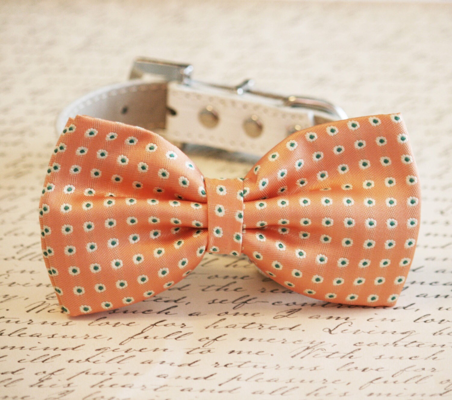 Peach Dog Bow Tie Pet wedding Accessory Peach wedding Peach Etsy
