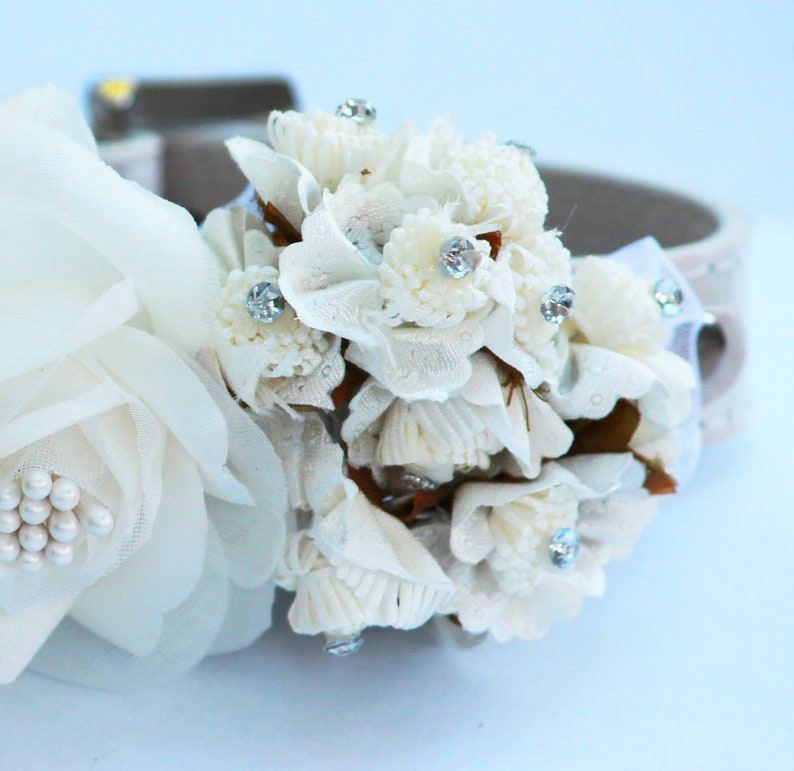 White Flower dog collar Flower attach to brown black Navy Etsy