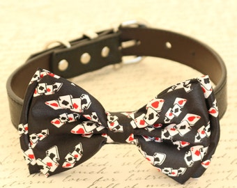 Dog bow tie collar, Red Hearts Diamonds, Poker, Alice In Wonderland, Ace, Playing card , Wedding dog collar
