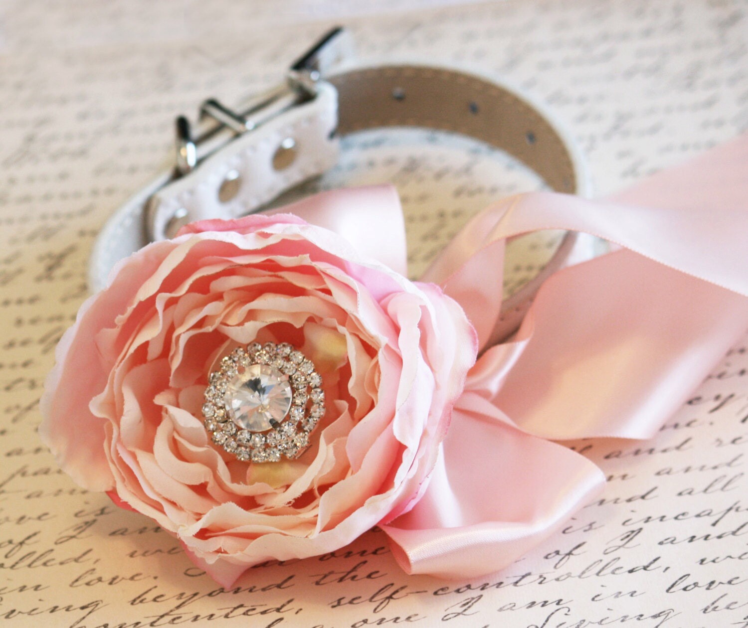 Pink Floral Dog Collar Pink Wedding Spring wedding Dog Etsy