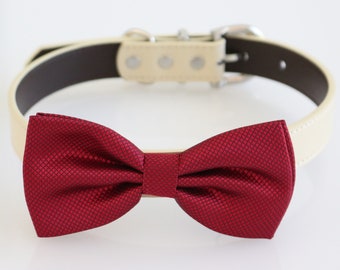 Red bow tie collar Dog lover dog ring bearer XS to XXL collar and bow tie, adjustable, Puppy boy dog collar handmade Christmas gift