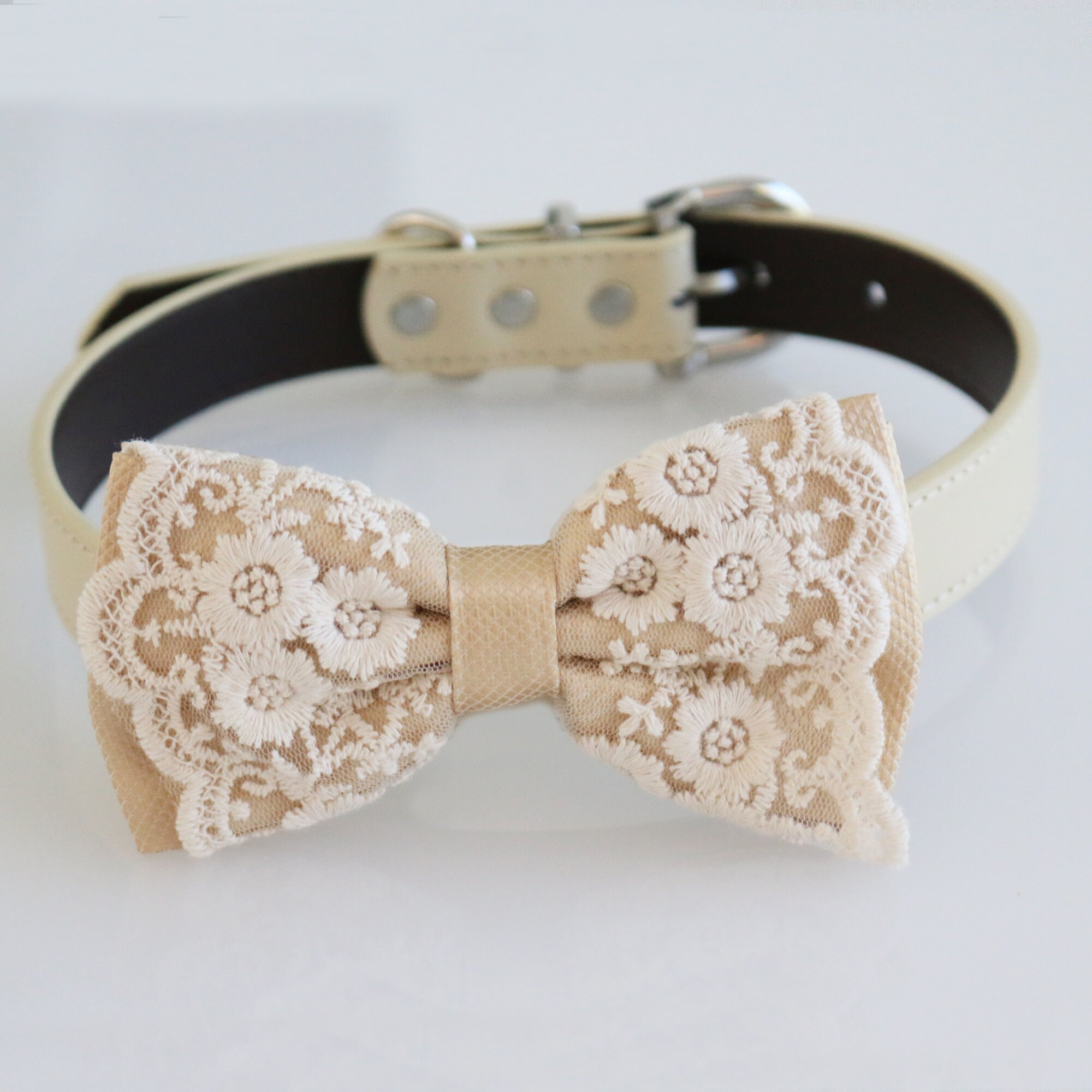 Proposal Puppy Champagne bow tie collar Leather collar dog of honor ring bearer adjustable handmade M to XXL collar bow Proposal Puppy Champagne bow tie collar Leather collar dog of honor ring bearer adjustable handmade M to XXL collar bow