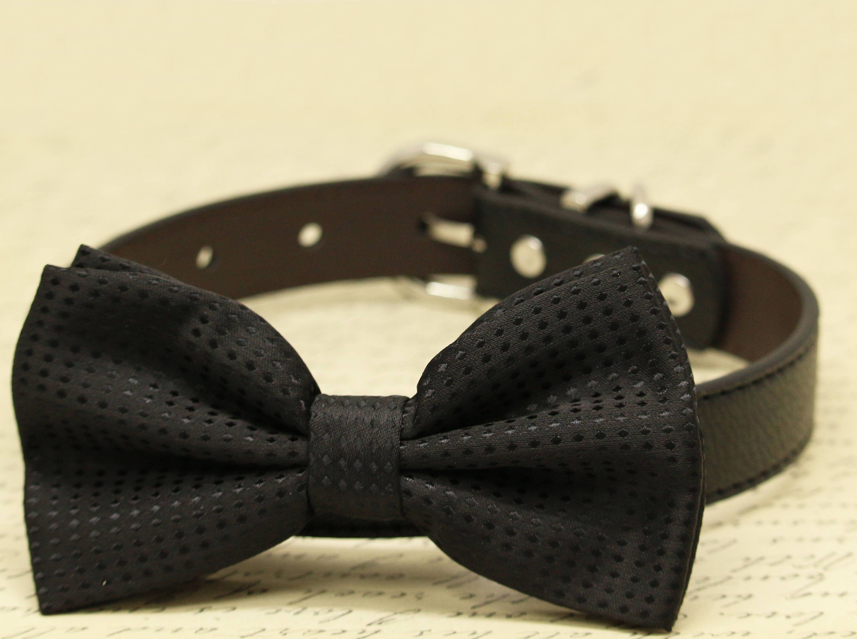 Black Wedding Dog collar Dog Bow Tie Black Dog Bow tie with Etsy
