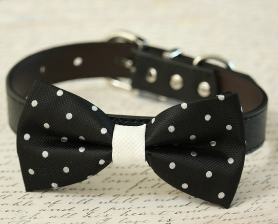 Black bow tie dog collar Clearance