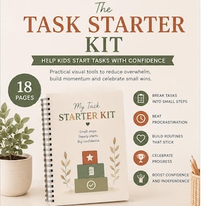 Kit de inicio de tareas para niños / Imprimible para la función ejecutiva y el TDAH / Apoyo para el inicio de tareas
