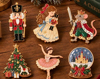 Cute Nutcracker Christmas Acrylic Lapel Pin, Clara Mouse King Ballet Pin, Holiday Brooch, Christmas Stocking Stuffer, Xmas Gift for Her