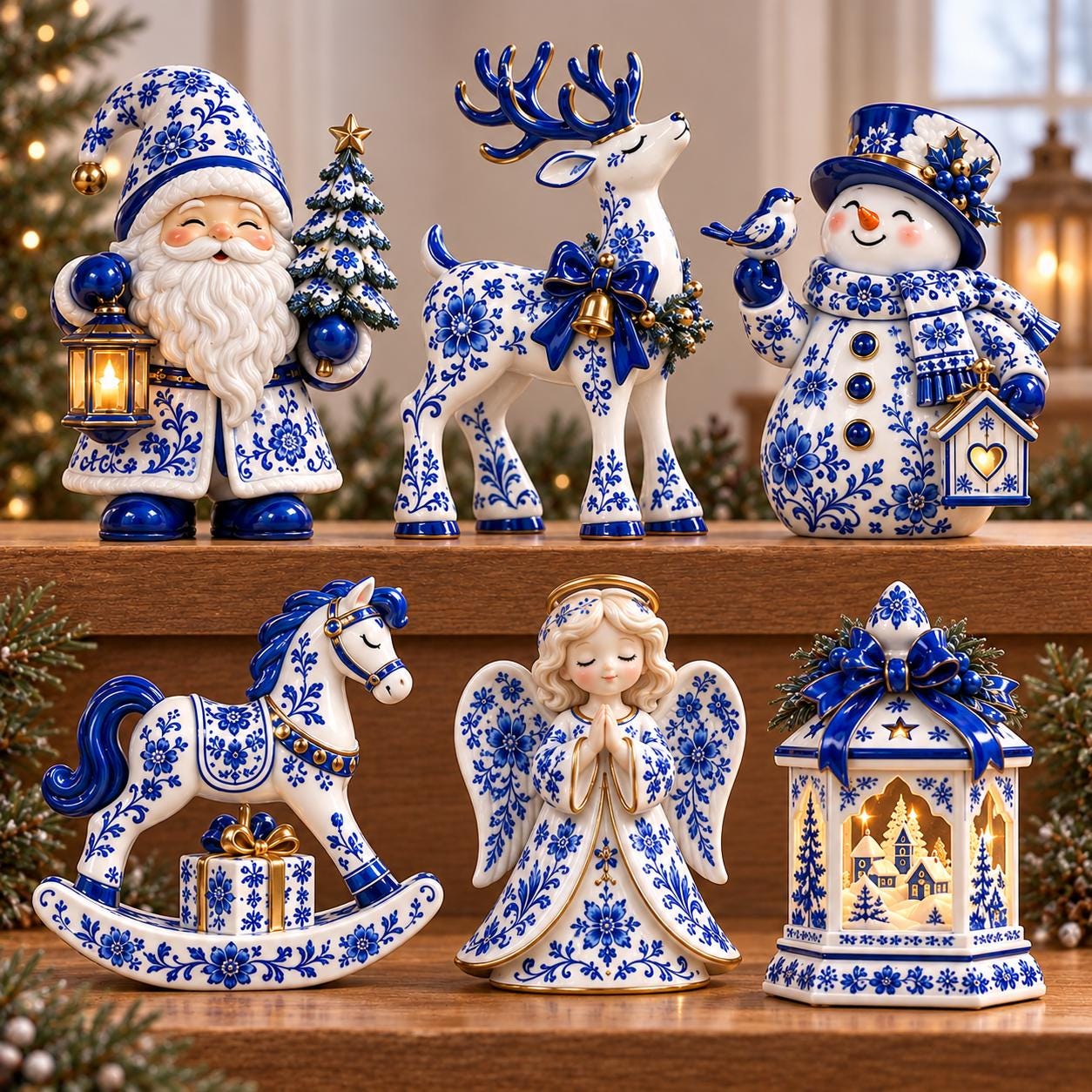 Blue Santa Figurines - Etsy