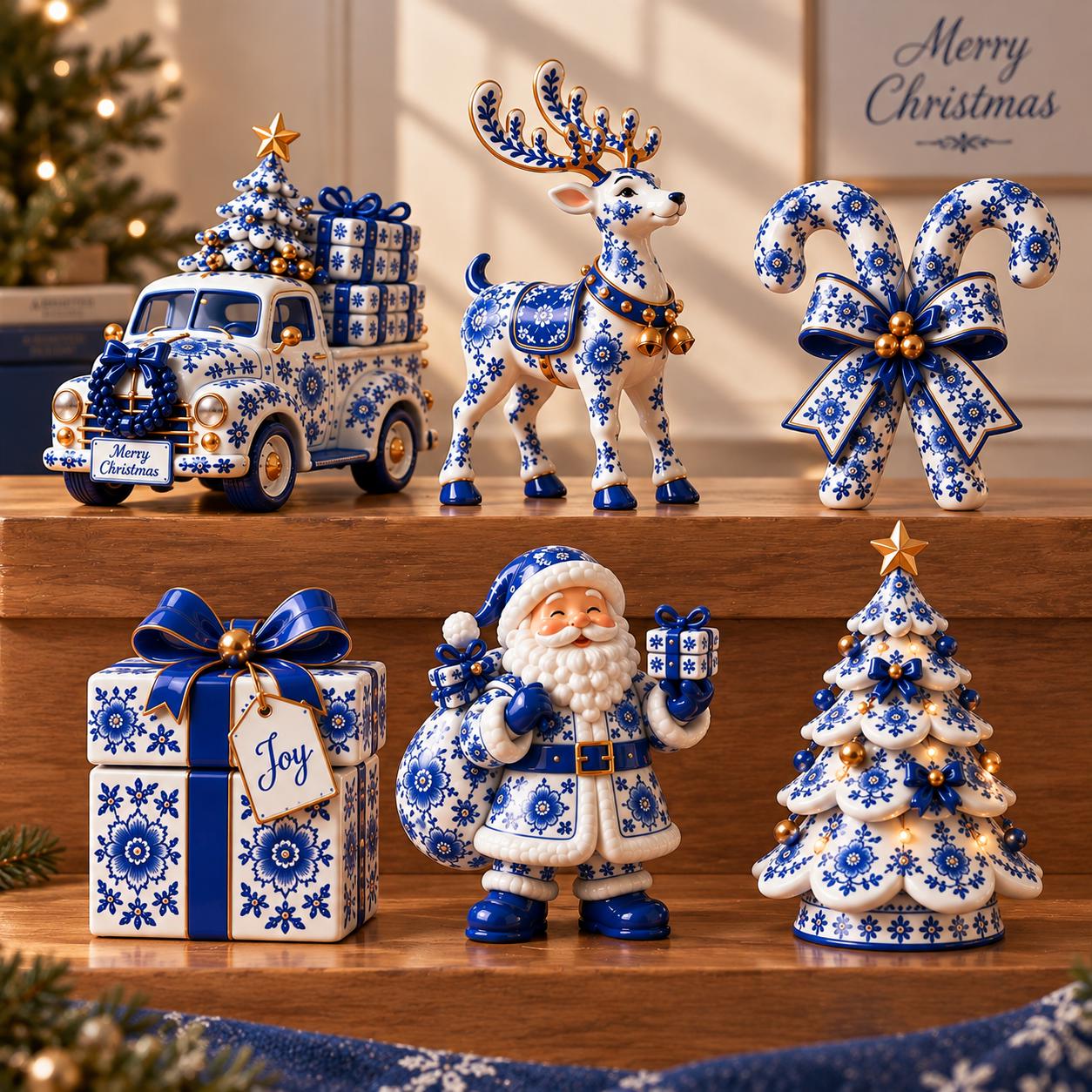 Blue Santa Figurines - Etsy