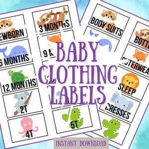 Baby Clothing Organization Labels | Animal Baby Clothing Labels