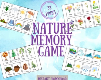 Juego de memoria con temática de naturaleza imprimible / Juego divertido y educativo para niños