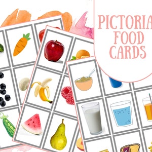 食べ物の絵入り印刷カード デジタルダウンロード、スピーチ発達の食べ物の絵、幼児のスピーチ発達の食べ物の絵