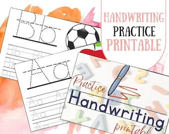 Práctica de escritura a mano imprimible, Hoja de trabajo de escritura a mano digital, Actividad de escritura a mano de verano, Hoja de trabajo de escritura a mano de verano, Hoja de trabajo de dibujo