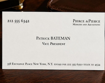 Patrick Bateman Business Card Replica American Psycho Movie Prop