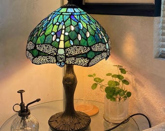 Pantalla de lámpara vintage para decoración de mesa, lámpara de escritorio hecha a mano, lámpara de pie con pantalla de vitral, regalo para mamá, decoración vintage para el hogar.