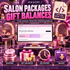 Salon Package & Gift Voucher Tracker | Sessions, Credit Balance and Client PDF