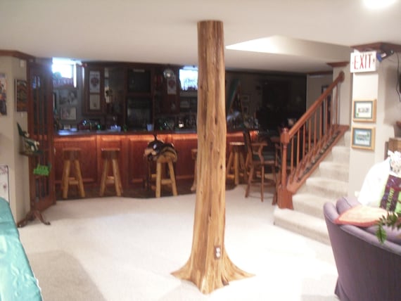 Authentic Rustic Cedar Log Basement Pole Covers Support Post Wrap