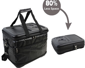 Portable Soft Sided Black Cooler Bag Collapsable Folding Fully Insulated | 30 Can Capacity | Hard Top and Bottom |