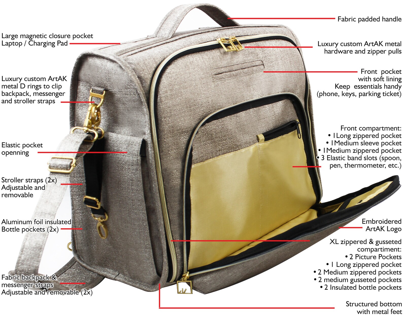 Artak Backpack and Messenger Bag Multifunction Travel Etsy