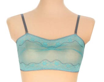 Bra Lingerie  - Turquoise Dream  // Undies Bra in playful French Lace handmade of Fransik
