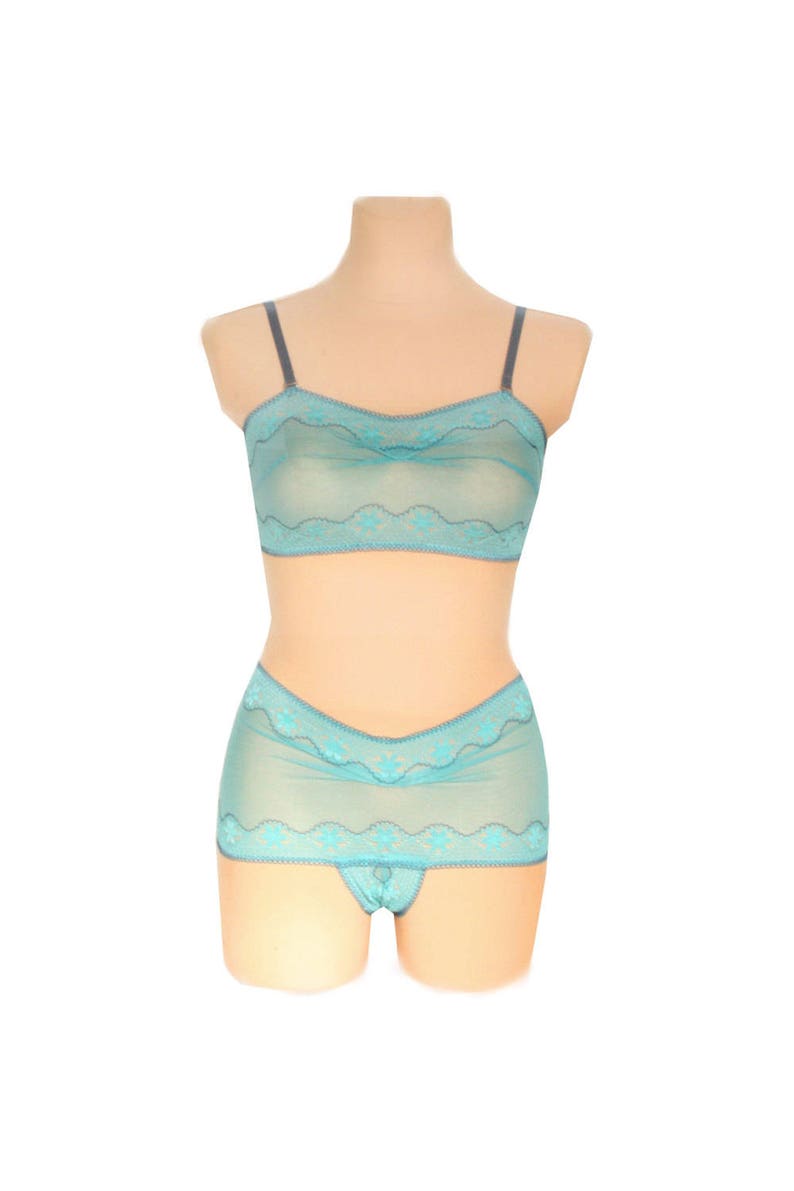 Panty Lingerie Turquoise Dream Undies in playful French Lace handmade of Fransik