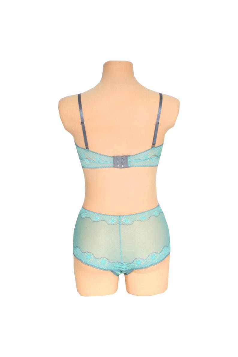 Panty Lingerie Turquoise Dream Undies in playful French Lace handmade of Fransik